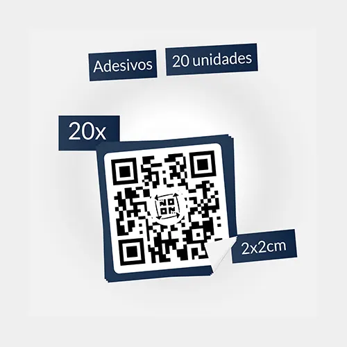 20 adesivos (2x2cm) com QR Code para acesso ao seu TuFrame.